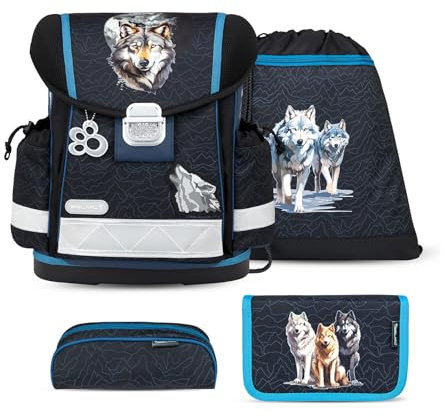 Belmil Classy Schulranzen Set 4 - teilig (403-13/AG/S) (Wolves Pack)