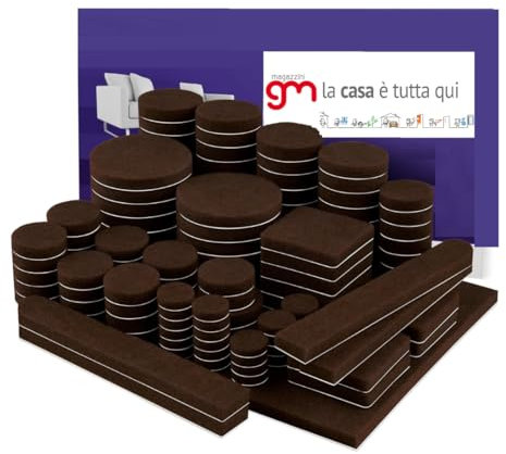 MagazziniGM Kit di Feltrini Adesivi per Sedie e Mobili,le migliori protezioni da mobili pesanti per pavimenti anche in legno e laminato (Marrone, 150)