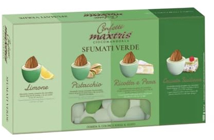 Doni Bomboniere Confezione 1Kg Confetti Sfumati Verde con Mandorla Ricoperta di Gusti e Colori Assortiti per Matrimonio Compleanno 18 Anni Anniversario Laurea Segnaposto Confettate Made in Italy
