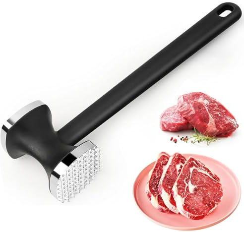 katmerio Fleischklopfer, Doppelseitig Antihaft Schnitzelklopfer, Fleischhammer mit Rutschfestem Griff, Fleischplattierer Zartmacherhammer für Schnitzel, Steak, Rindfleisch, Huhn