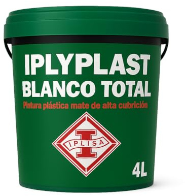IPLISA Pintura Plástica BLANCO TOTAL - Pintura para cubrir colores fuertes y oscuros - Lavable, Cubriente, Alta Cobertura, Monocapa, Secado Rápido, 4L