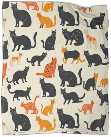 kaiyun Katze Pattern Plaid Couverture Polaire Flanelle,Tier Couverture Lit,Plaid Jeté De Canapé,Couverture Chaude Et Douce En Peluche,50x60inch(127x152cm)