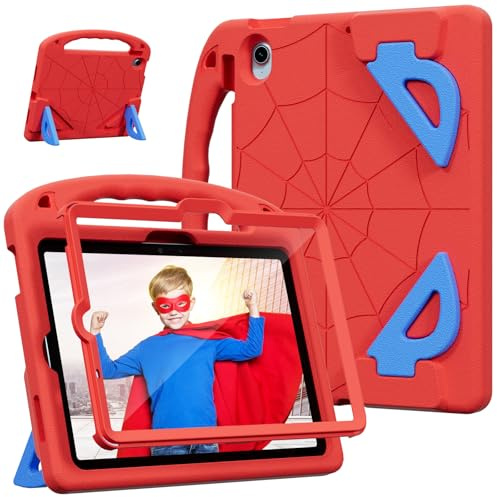 LKOOZO Funda Infantil para iPad Air 11 Pulgadas M4/M3/M2 (2026/2025/2024) | iPad Air 5/4 (2022/2020) 10,9 Pulgadas, Funda a Prueba de Golpes con Protector de Pantalla Integrado y Soporte, Rojo