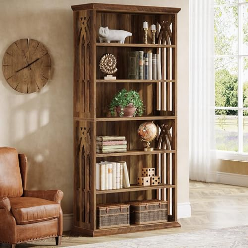 Tribesigns 6-stöckiges Bücherregal, 190 cm hohes Regal, große Bücherregale, freistehende Ausstellungsregale, Holz-Bücherregal für Wohnzimmer, Home Office, Schlafzimmer, Braun