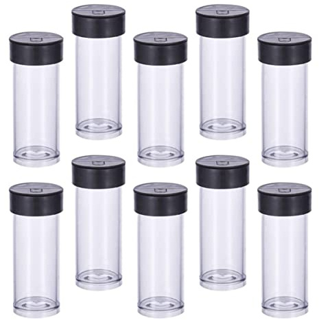 Artibetter 40pièces Lot De Petits Tubes Plastique Transparents Pour Rangement De Perles Et Liquides Avec Couvercle Étanche Et Crochet De Suspension