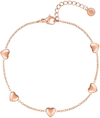day.berlin Herz Armband Livi 18k vergoldet | filigrane Damen Armkette mit kleinen Herzen 15,5 + 4cm, verstellbar, 316L Edelstahl nickelfrei und wasserfest