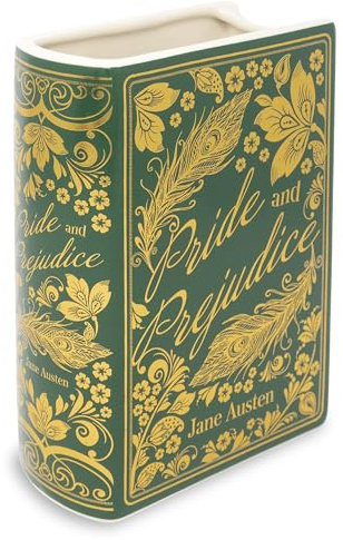 Steel Mill & Co Original Large Book-Shaped Decorative Vase, Ceramic Vases for Home Decor, Cute Bookshelf Decor, Unique Vase for Book Lovers (Pride and Prejudice - Collector's Edition)