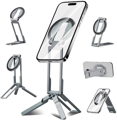 Ultra-thin Magnetic Phone Tripod Holder Mount Stand, MG-06 Air Mini Pocket Cell Phone Stand, Compatible with MagSafe for iPhone 17 16 15 14 13 12