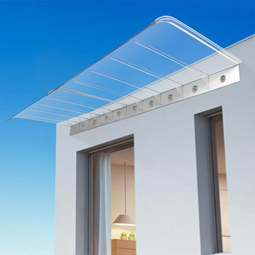 Outdoor Canopy Awning Polycarbonate Door Cover Clear Window Shelter 40x150cm Durable Rain Shield for Doors Windows Balconies Weatherproof Protection