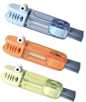 3-in-1 Cup Lid Cleaning Brush Set (3PCS), Cute Crocodile Design Bottle Crevice Cleaner, Multifunctional Kitchen Gap Cleaning Tools for Mugs, Bottles & Household Use