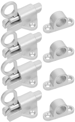 jojofuny Lot de 4 Loquets à Ressort en Alliage d'Aluminium Argenté avec Vis Verrouillage Automatique pour Portes Fenêtres et Portails Fermeture Sécurisée Polyvalente pour Intérieur et