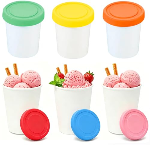 6 Recipientes para Helado 250 ml reutilizables para helados Libre de BPA | Tarros Para Helados Recipientes Silicona para Helado Apilables y Aptos para Pudín etc Comestible-Resistente a la Deformación