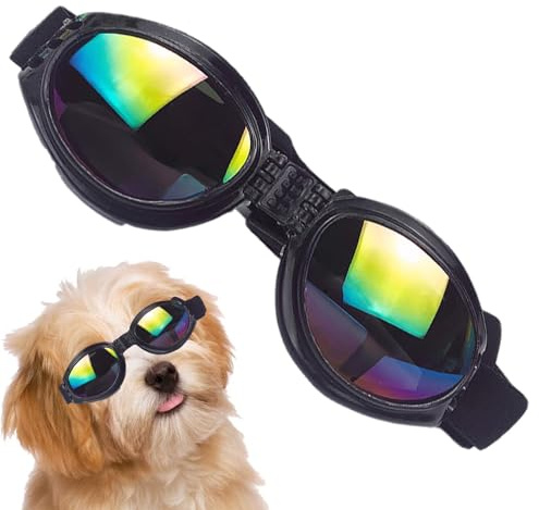 Occhiali da sole per cani, 11,9 cm, protezione UV, cinturino regolabile, Multicolore, Taglia unica | Dog Eye Wear – Occhiali elastici comodi per animali domestici, per uso da sole e vento