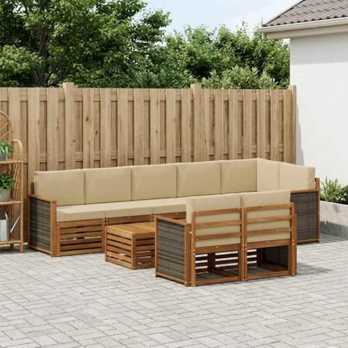 Teenpull Sofagarnitur Massivholz Akazie Gartenset mit modularer Sitzgruppe und Latten-Design für Terrasse und Garten, wetterbeständig, pflegeleicht, komfortabel, modernes Lounge-Set für Außenbereich