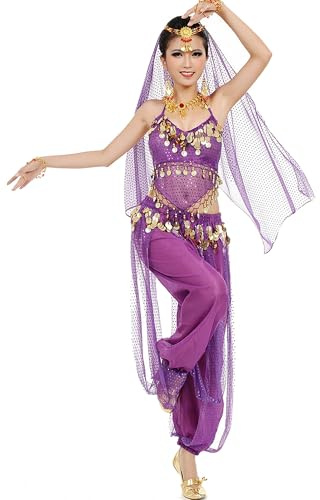 Astage Femme Sportswear Danse Wears Halter Top Harem Pantalon Sarouel Vêtements Violet
