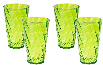 omada Design Wassergläser Set, Packung mit 4 farbigen Kunststoffgläsern aus transparentem Acryl (Bpa Free), 50cl Kapazität, Made in Italy, Verarbeitung mit Diamanteffekt, Diamond Linie, Grasgrün
