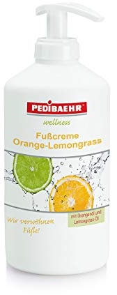 Fußcreme Orange- Lemongrass 500ml mit Spender Orangenöl und Lemongrass- Öl PediBaehr, 500 ml mit Spender