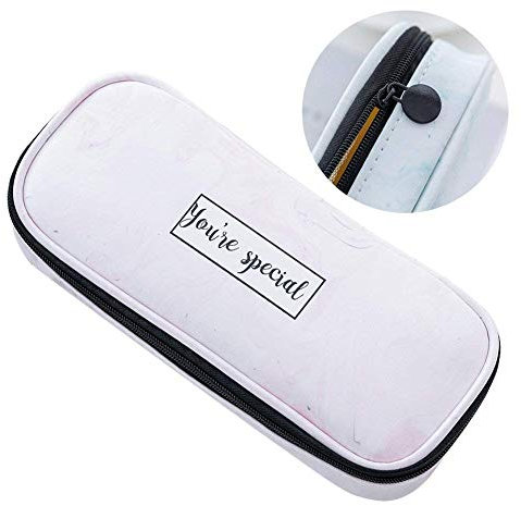 CHIRORO Mäppchen Marmor, Federmäppchen Große Kapazität PU Leder Federmappe Mädchen Kulturbeutel Federtasche mit Reißverschluss Mäppchen Marmor Schminktasche Waschtasche für Reisen, Urlaub