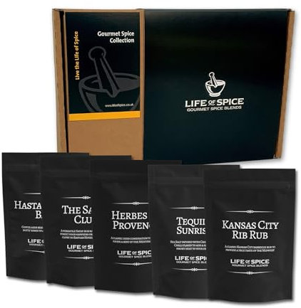 Life of Spice 3/4/5 Pouch Gift Set | Spice Rubs, Salts, Herbs and Baking Spices Gift | Choose any 3/4/5 | Great Gift for Christmas or Birthday for the Food Lover in your Family | 30 Flavours to Choose