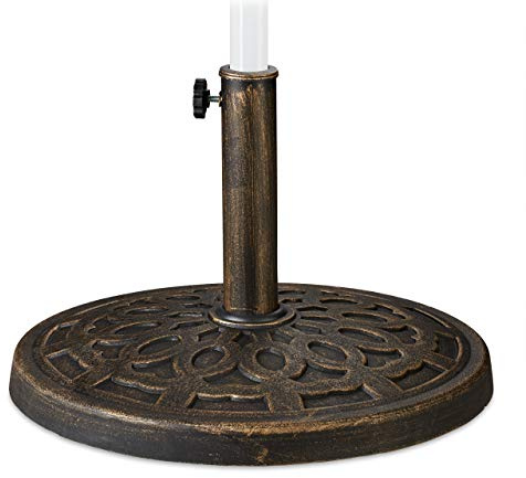 Relaxdays Support à parasol, pour des barres de 38-50 mm, résistant aux intempéries, Ø49,5cm, jardin, aspect fonte, brun