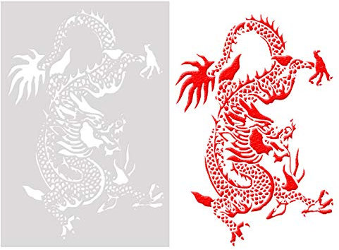 DUBENS Brave Drachen Design Kuchen Schablone, Fondant-Kuchen Schablone, Perfekte Kuchen Gebäck Werkzeuge, Wand Dekoration Schablone Jahr Kuchen Dekorationen
