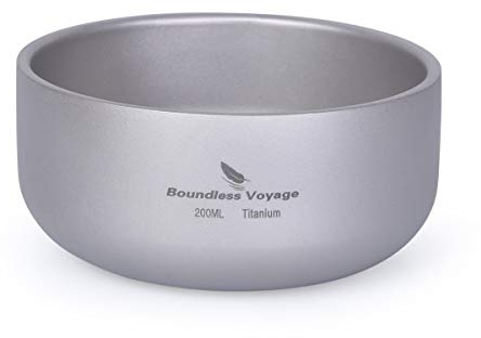 Boundless Voyage Titan Doppelwandige Schüssel für erwachsene Kinder Outdoor Camping Geschirr Outdoor Bowl Titan Rice Bowl Ti15145B