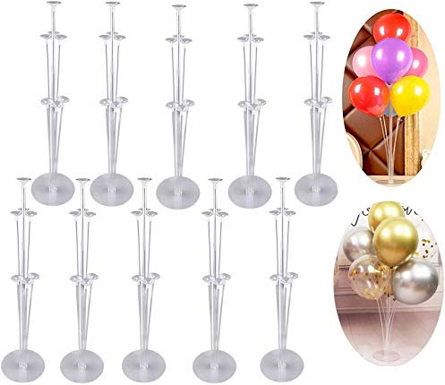 Spencer Balloon Stand Holders Kit for Party and Wedding Decorations Celebrations 10 Sets Balloon Stand Holders Kit with 70 Sticks 70 Cups and 10 Bases - Table