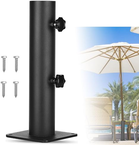 Wdwlbsm Patio Umbrella Outdoor Base Deck Mount Umbrella Holder Heavy Duty Umbrella Clamp Hand-Turn Knob Umbrella Base Stand for Decks, Docks, Courtyard Balcony, Pontoons, Patios, Pinic Tables Desk