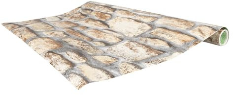 Venilia Pellicola adesiva Greenline, Muro di pietra Aspetto della pietra, 45cm x 2m, Spessore 95μ, Pellicola autoadesiva per mobili o cucina, carta da parati, PVC senza ftalati, Prodotto in UE