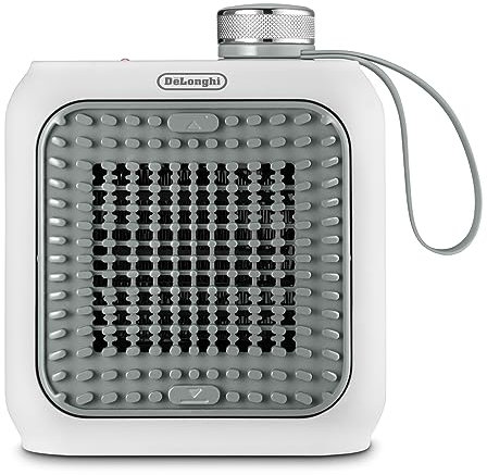 De'Longhi Capsule Desk Keramik-Heizlüfter HFX10B03.GR, leiser Mini-Schnellheizer, ausrichtbarem Gitter, Sicherheitsthermostat, ideal für den Schreibtisch und für unterwegs, 360 Watt, Grün