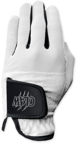 CaddyDaddy Claw PRO Golf Gloves for Men | Flex-Mesh Suede/Design for Cool Ventilation | Lasts 3-5 Times Longer Than Leather | Silicone-Web Coating for Maximum Grip | Washable | White | LH-Med