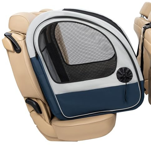 PetSafe Happy Ride Faltbare Transportbox, Hunde-Reisebox für die Autorückbank, Netztüren zur Belüftung, Blau/Grau