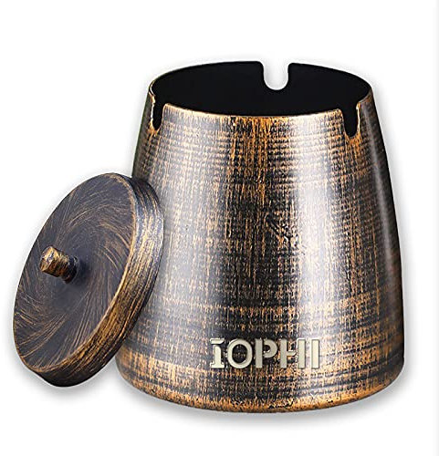 Cendrier avec couvercle, adapté pour une utilisation en intérieur et en extérieur, cendrier à vent en acier inoxydable, pour les restes de cigarettes et les cendres dans le jardin, le bar, le bureau