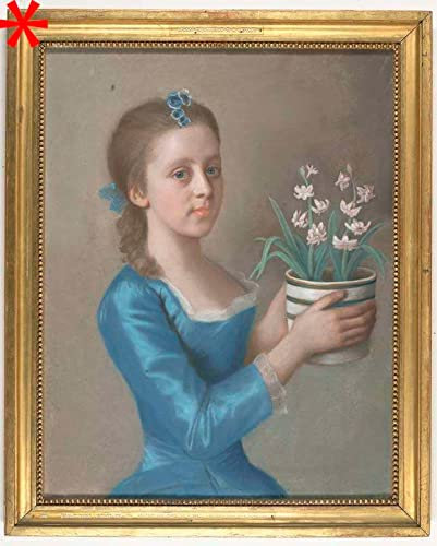 ZIMARO Leinwanddruck Und Poster Wandkunst Bild Reproduktion Mädchen mit einem Blumentopf mit Hyazinthen von Jean-etienne Liotard für Wohnkultur 60x90cm