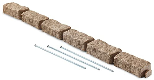 Beuta Landscape Edging | Garden Edging Border | Faux Stone Bricks for Lawn Edging, Flower beds, Pathways & Yard Edging– 1 Pack | Each Section Has 6 Bricks 48 L x 4 W x 2.25 H | 3 Spikes |Sandstone