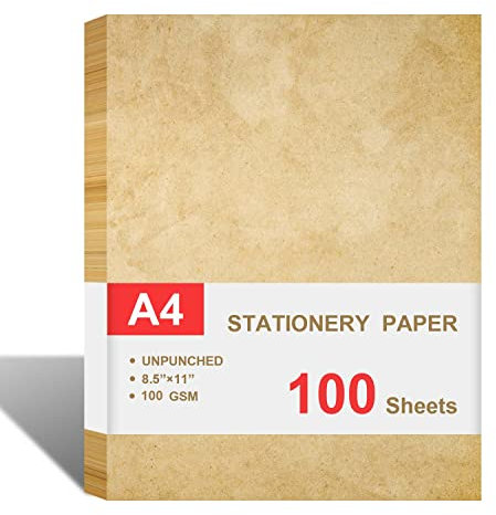 Stationary Paper for Writing Letters - Vintage Antique Letterhead Paper, Letter Size Stationery Writing Paper, 100 Sheets Double-Sided Invitation/Decorative Printer Paper, 8.5 x 11