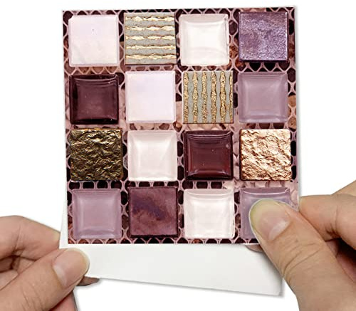 Alwayspon Fliesenaufkleber mit Mosaik-Effekt, selbstklebend, 15 cm, 25 Stück, Rosa, zum Abziehen und Aufkleben, selbstklebend, Kamin, Treppen, Fliesen, Aufkleben für Küche, Badezimmer, Wand