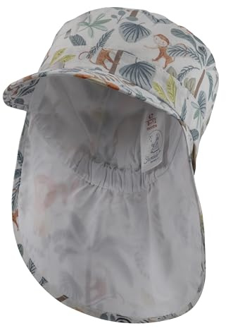 Sterntaler Schirmmütze mit Nackenschutz Dschungel Unisex - Baby Mütze mit UV -Schutz 50+ - Sonnenkappe aus Baumwolle