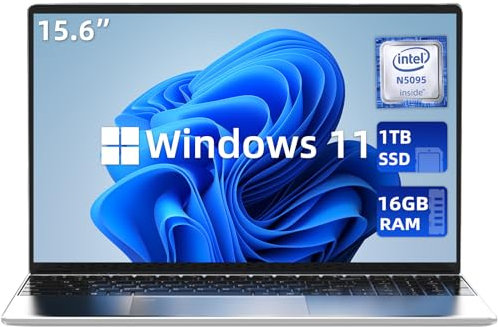 aichiw Ordinateur Portable 15,6 Pouces – 16 Go de RAM, 1 to SSD, Processeur Quad-Core Intel Celeron, Windows 11, Clavier Rétroéclairé, Lecteur d'Empreintes Digitales, Wi-FI Double Bande