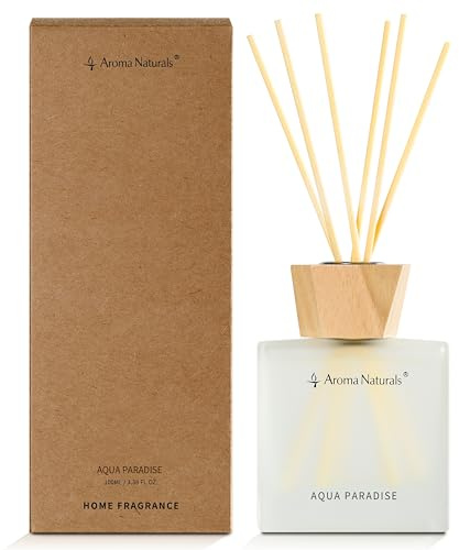 Aroma Naturals Duftstäbchen Raumduft 100ml Aqua Paradise, Raumduft Stäbchen Natürlicher und Langlebiger mit 6 stück Rattanstäbchen, für Wohnzimmer, Schlafzimmer, Büro, Bad