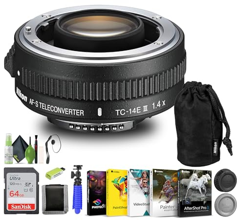 Nikon AF-S Teleconverter TC-14E III (2219) + 64GB Memory Card + Card Reader + Corel Photo Software + Flex Tripod + Memory Wallet + Cap Keeper + Cleaning Kit