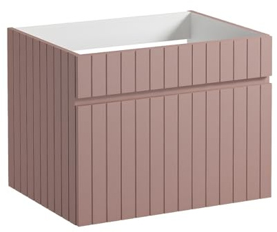 Vente-unique - Mobile sotto lavabo sospeso scanalato 60 cm Rosa - SATARA