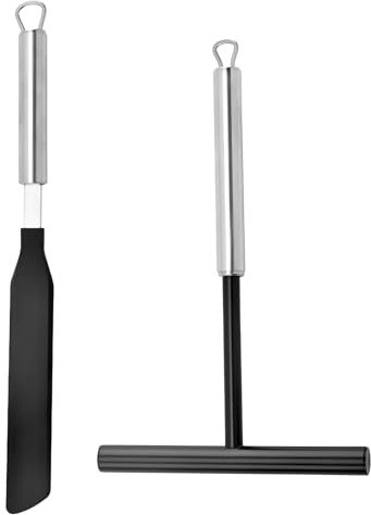 2 Pezzi Collettore Crepes, Crepes Spreader, Spatola Crepes, Distributore per Crepe, Crepes Accessori, Distributore e Spatola in Acciaio Inox, per Casa Cucina Cottura Utensili da Forno