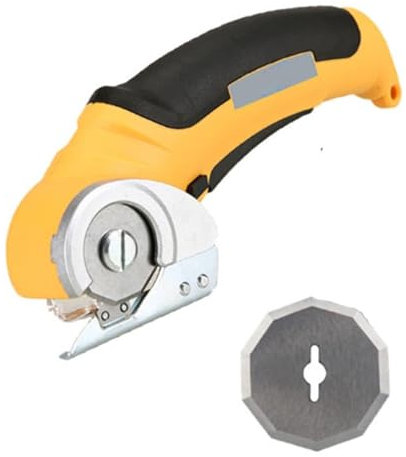 Tondeuses à moutons, Ciseaux électriques sans fil rechargeables, cisaillement électrique for carton, cuir, tissu, tapis de scrapbooking, coupe rotative électrique pour les animaux à poil épais(Yellow.