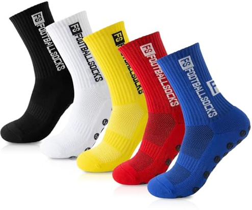 Fußball Socken, fussball socken, sportsocken fussball, anti rutsch sportsocken, Unisex Socks für Fussball (DE/NL/SE/PL, Alphanumerisch, M, Regular, Regular, 5, Schwarz, Weiß, Rot, Blau, Gelb)