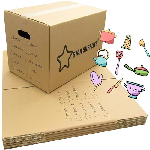 STAR SUPPLIES Strong Cardboard Boxes 47cm x 31.5cm x 25cm 44 Litres Shipping Packing House Removal Moving Boxes (10 Boxes)