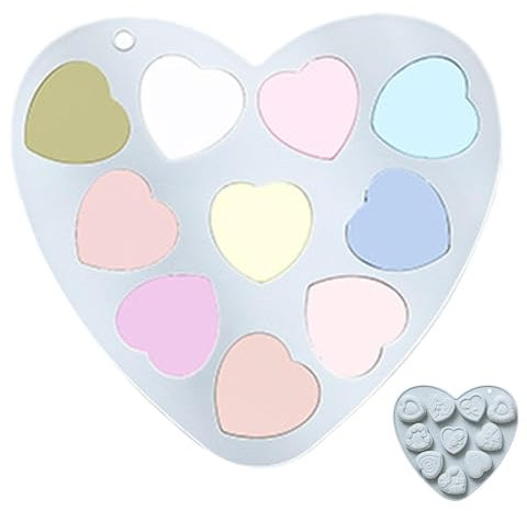 Stampo in silicone, forma a forma di cuore per cuocere | 10 griglie in silicone – stampo a forma di cuore in silicone per torta di cioccolato, decorazione da tavolo per pane, mousse