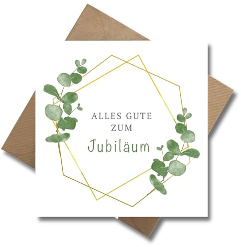 WBdesignz Stilvolle Jubiläum Geburtstag Karte mit Umschlag - Schlichte Geburtstagskarte “Alles Gute zum Jubiläum” Glückwunschkarte Herzliche Jubiläumskarte Happy Birthday Karte (125 x 125 mm)