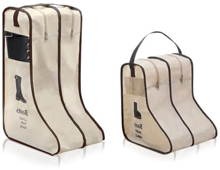 XPAPOV Reitstiefeltasche, 2 Paar Tragbare Stiefeltasche mit Griff, Reise Schuhbeutel mit Reißverschluss, Staubdicht Stiefel Aufbewahrungstasche für Kurze und hohe Stiefel (Beige)