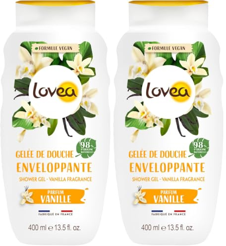 LOVEA - Gelée de Douche - Extrait de Vanille de Polynésie - Mousse Fine & Onctueuse - 96% d'Origine Naturelle - PH Neutre - Sans Sulfate - Fabriqué en France - 400 ml